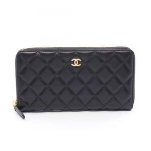 CHANEL Black Lambskin Leather Wallet